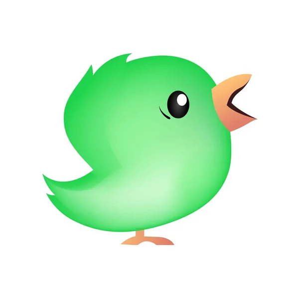 Tombul Küçük Yeşil Kuş Vektör Illüstrasyon Sanatı — Stok Vektör