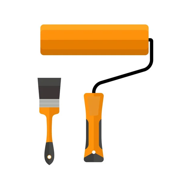 Roller Brush Paint Tools Object Set Vector Illustration — Stock Vector