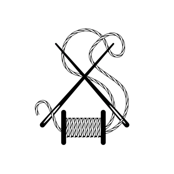 S字型の糸 ボビン 針クロスベクトルイラストクリップアート — ストックベクタ