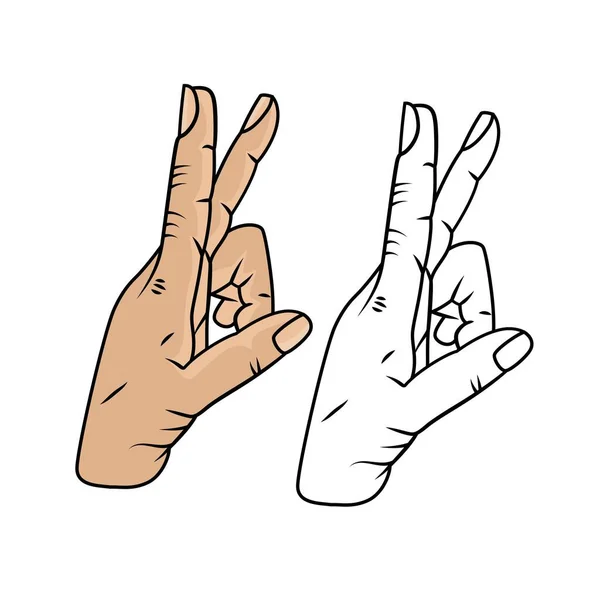 Visão Lateral Mão Com Dois Dedos Sinal Vitória Paz Linguagem — Vetor de Stock