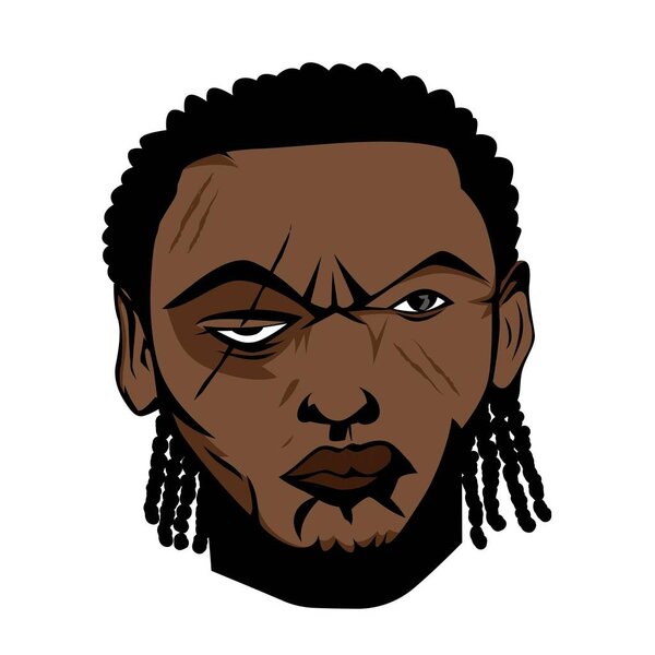 Black gangster thug face vector illustration picture