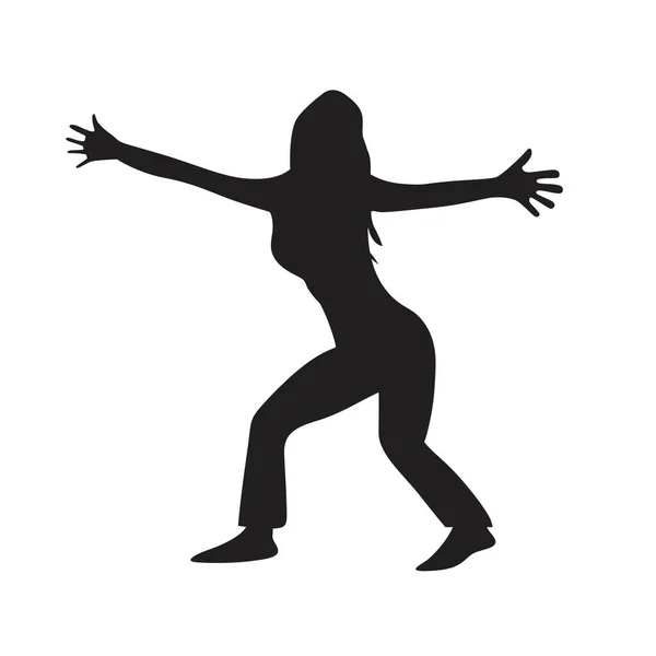 Meisje Silhouet Verspreiding Handen Dansen Vreemd Vector Grafisch — Stockvector