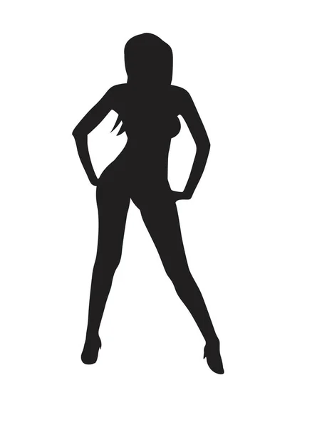 裸セクシー女の子とともに高いヒールシルエットポーズや写真ベクトルグラフィック — ストックベクタ