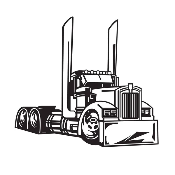 Wheeler Freightliner Semi Truck Out Line Vector Isolated — 스톡 벡터