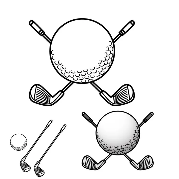 Golfball Mit Ballständer Unter Vektorabbildung Gekreuzt Verschiedene Ansichten Clip Arts — Stockvektor