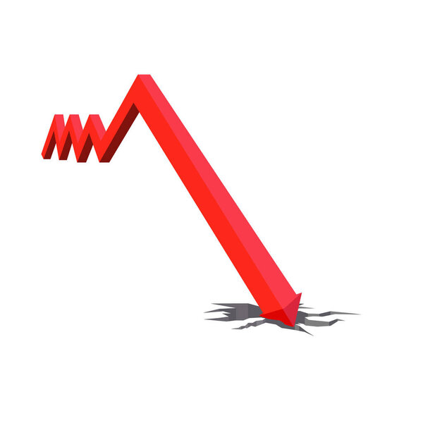 Векторная иллюстрация падения рыночной экономики 