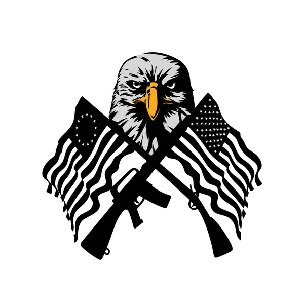 Cabeça Águia Com Espingarda Cruzada Branco Bandeira Americana Militar Vetor Gráficos De Vetores