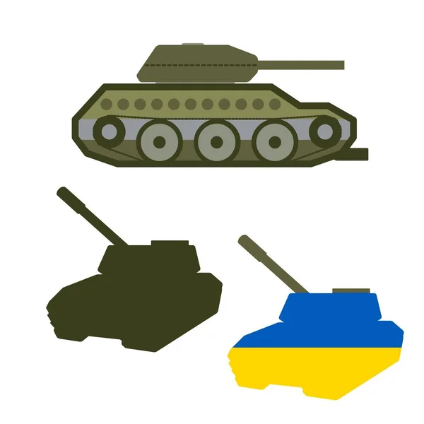 Char Bataille Militaire Sur Fond Blanc Avec Des Couleurs Ukrainiennes — Image vectorielle