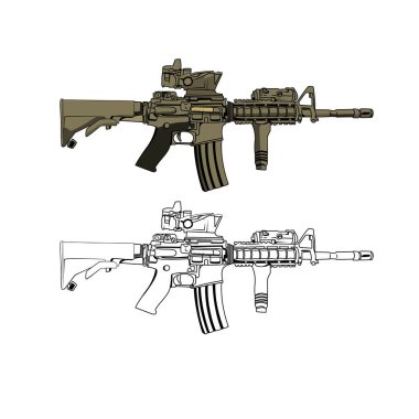 M4A1 Trijicon ACOG saldırı tüfeği çizimi