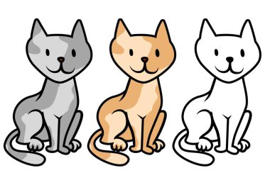 Kedi oturma basit karalama tarzı vektör illüstrasyon sanatı