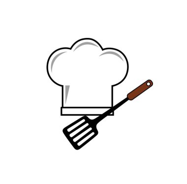 Şef şapkası ve slotlu vektör illüstrasyon simgeleri çizgi sanatı