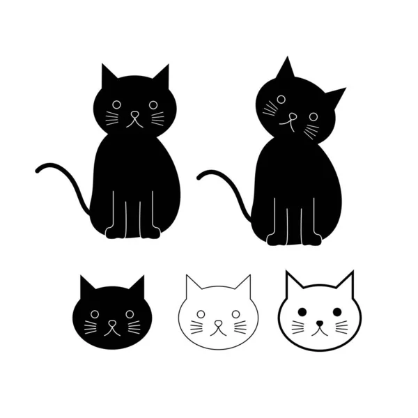 Funny Doodle Cat Icons Collection Hand Stock Vector (Royalty Free