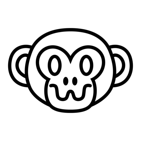 Crazy Monkey Gezicht Pictogram Zwart Wit Lijn Stijl Vector Clip — Stockvector