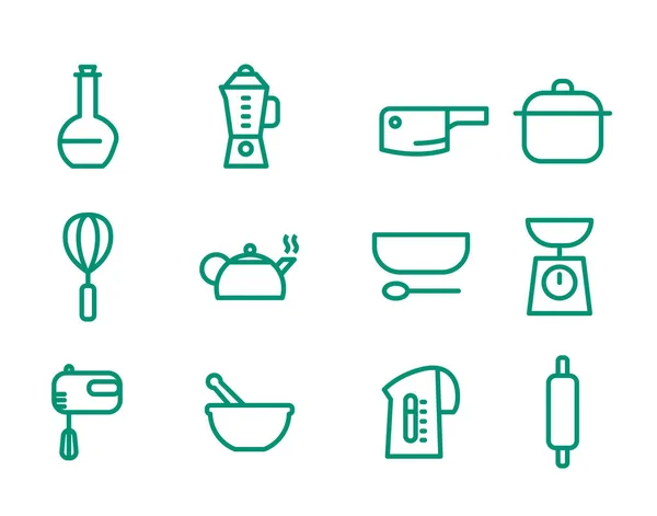 Kitchen Appliance Simple Line Style Vector Icons Clip Arts — Stock Vector