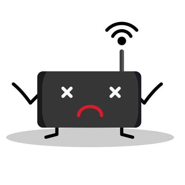 Sad Router Mascot Vector Illustration Clip Art — Stock Vector