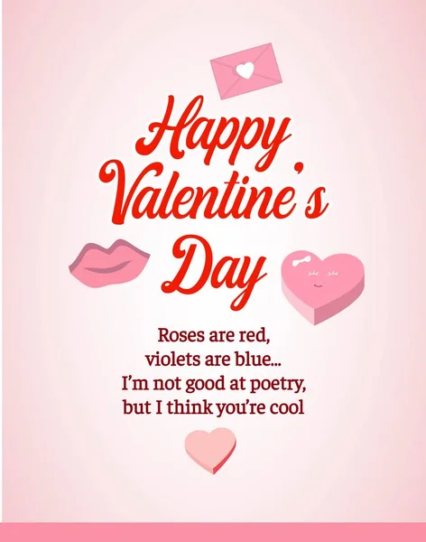 Поздравительная Поздравительная Открытка День Святого Валентина Векторной Иллюстрацией — стоковый вектор
