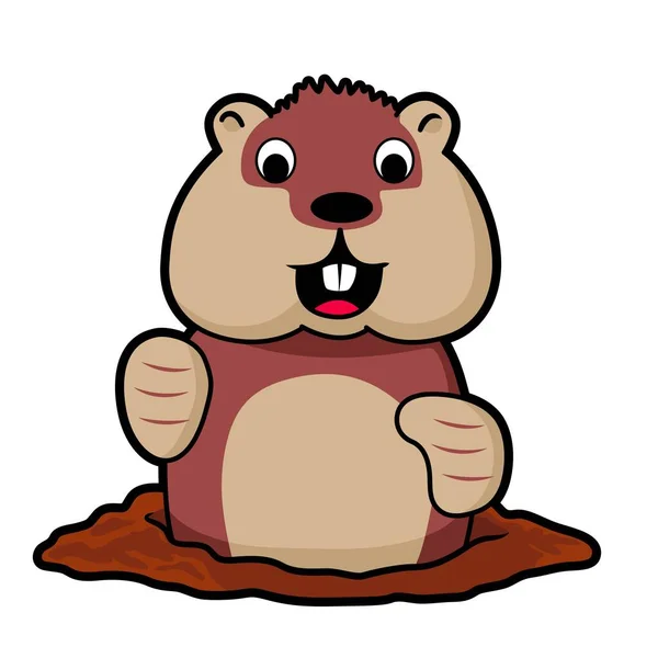 Cartoon Funny Groundhog Beaver Half Soil Vector Stock Illustration — Stock Vector