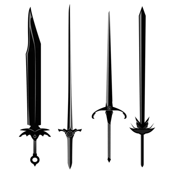 Phantasie Schwerter Vektor Illustration Legendär Einzigartig Schwert Element Vektor Illustrationen — Stockvektor