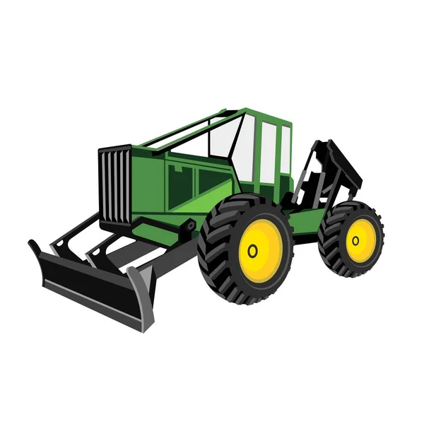 Skidder Grapple Tractor Construction Trucks Vehicle Farm Agricultural Excavator Machinery — Stock Vector