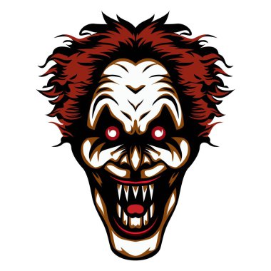 Ürkütücü Joker yüz kızıl saç vektörü grafiği tüyler ürpertici bir Joker vektör illüstrasyonu