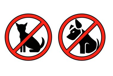 Hayvanlara izin yok, kedilere izin yok, köpeklere izin yok, kedilere tişört konsepti illüstrasyonu yok.