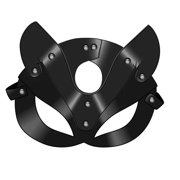 Bdsm Leather Mask Sex Toy Cosplay Black Mask Vector Illustration — Stock Vector