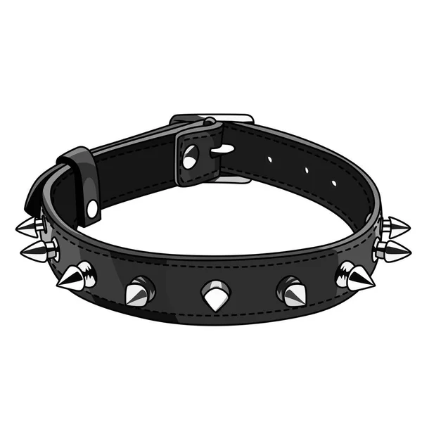 Bdsm Choker Dog Collar Black Leather Spikes Cosplay Roleplay Vector — Stock Vector