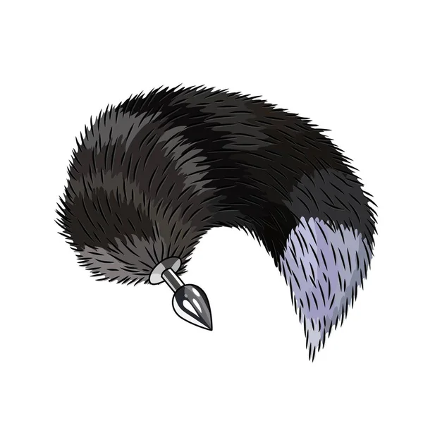 Butt Plug Furry Fox Tail Sex Toy Cosplay Black Mask — Vettoriale Stock