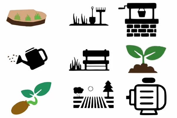 Set Icons Farm Agriculture Vector — Stock Vector