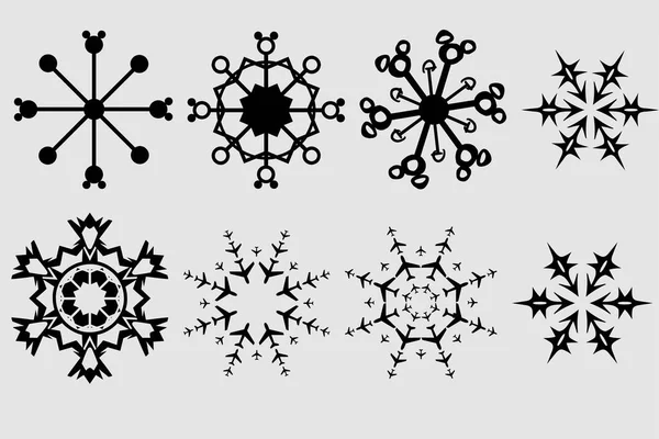 Набор Чёрного Вектора Снежинки — стоковый вектор