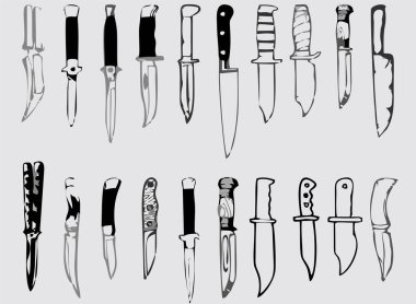 knife tattoo set black vector clipart