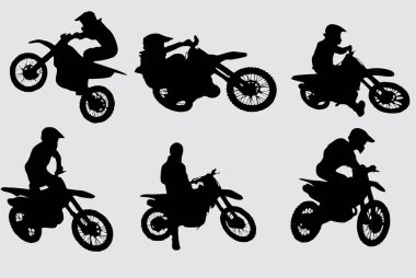 Motokros silueti seti