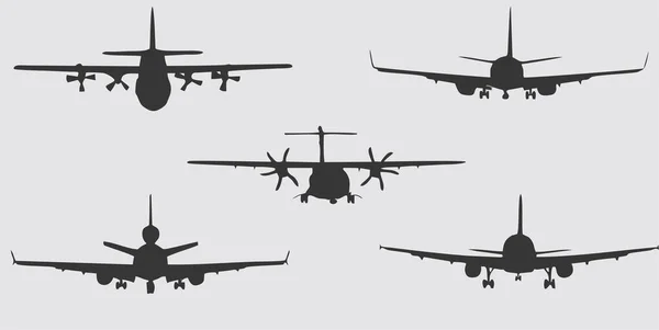 Avion Vue Face Silhouette Anse — Image vectorielle
