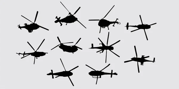 Helikopter Ovanifrån Siluett — Stock vektor