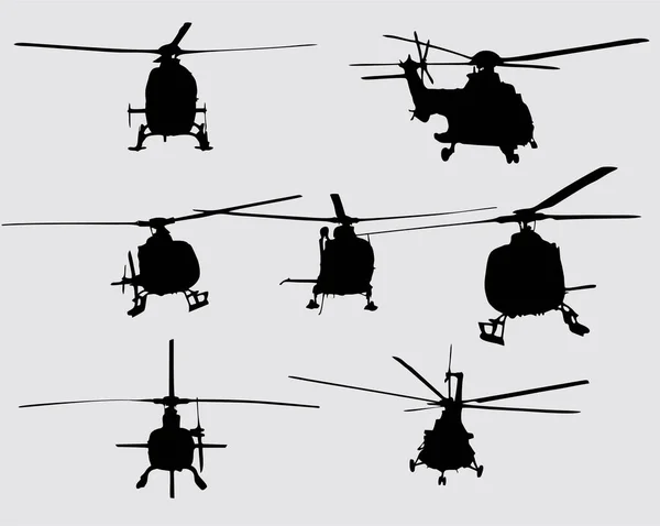 Helikopter Vooraanzicht Silhouet — Stockvector