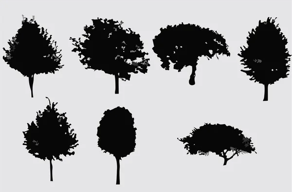 Набор Векторов Чёрного Дерева — стоковый вектор