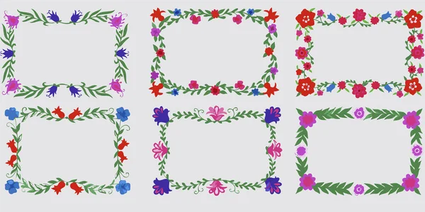 Colorful Flower Frame Rectangle — Stock Vector