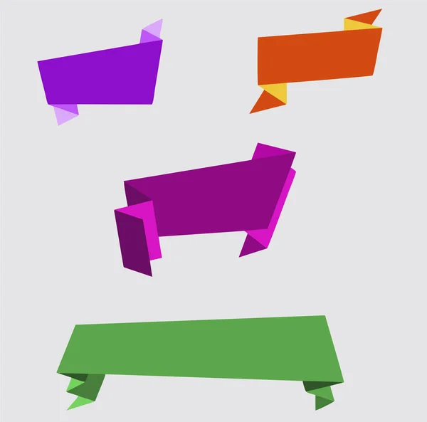 Jeu Bannières Origami Vecteur — Image vectorielle