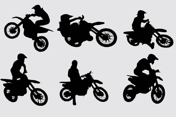 set of motocross silhouette