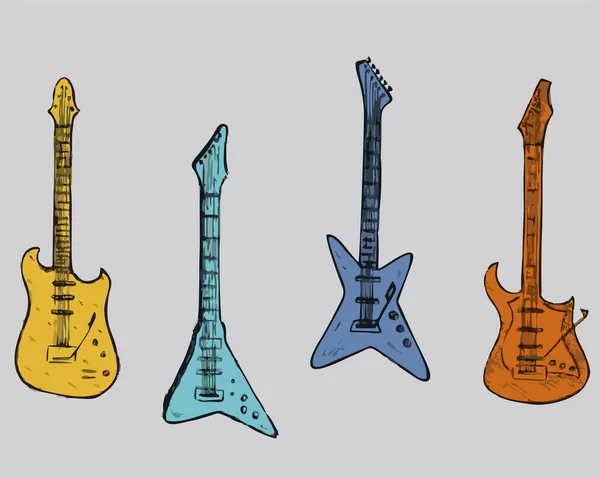 Jeu Dessin Guitare Électrique — Image vectorielle