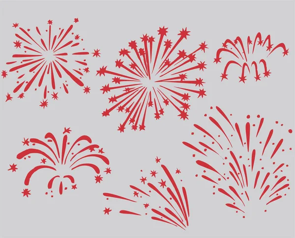 Set Fireworks Drawing Vector — Stock Vector