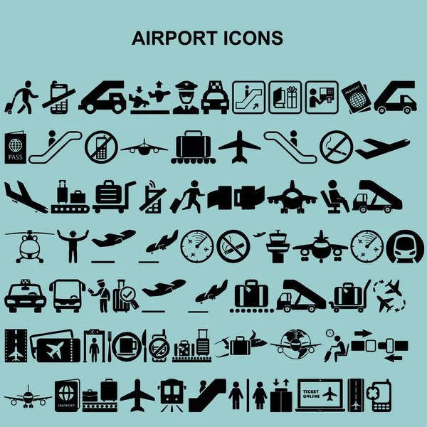 Set Icone Aeroporto Vettore Nero — Foto Stock