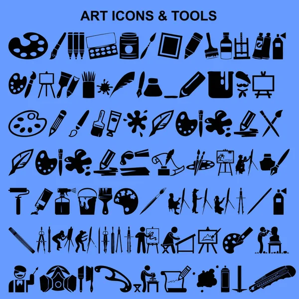 Set Art Icon Black Vector — Stock Photo, Image