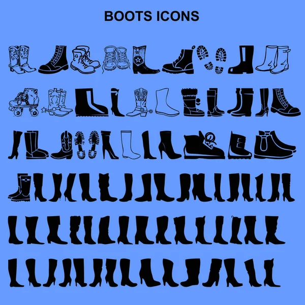 Set Boot Icon Black Vector — Stock Photo, Image