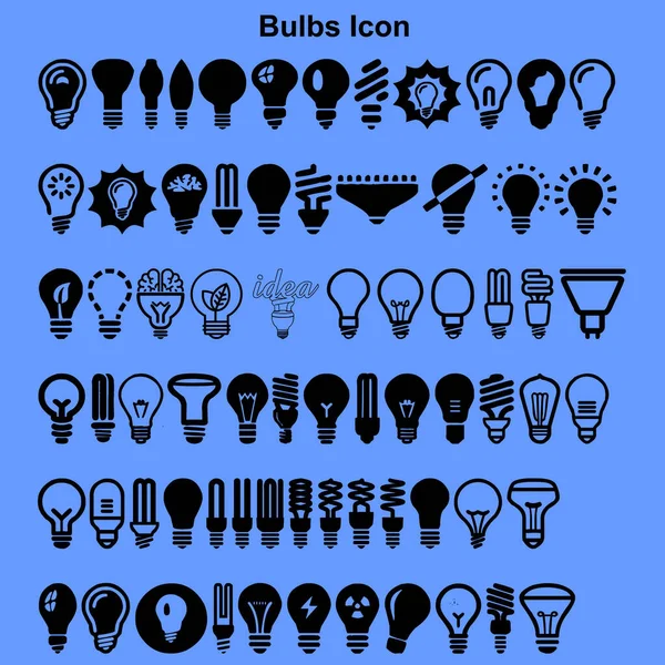 Set Bulb Icon Black Vector — Stock Photo, Image
