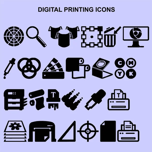 デジタル印刷アイコンのセット — ストック写真
