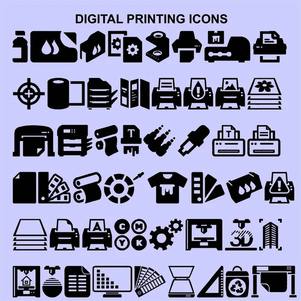 Set Digital Printing Icons — Stock Photo, Image