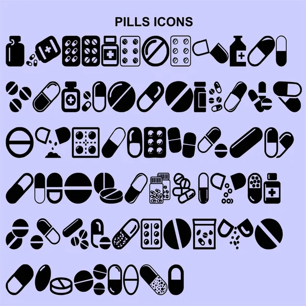 Set Pills Icons Vector — Stock Photo, Image