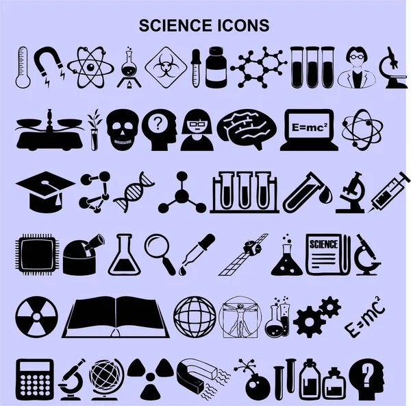 Conjunto Iconos Ciencia Vector —  Fotos de Stock