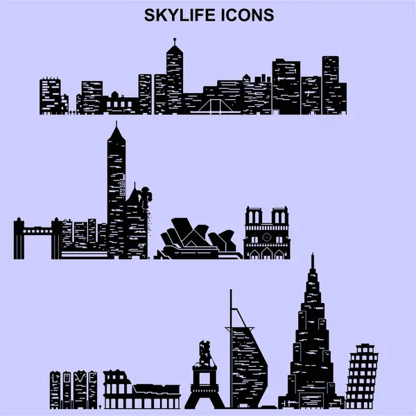 Set Skylife Icons Vector — Stock Photo, Image